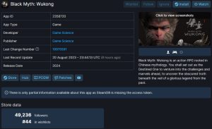 《黑神话：悟空》Steam愿望单排名前50 老外也很期待